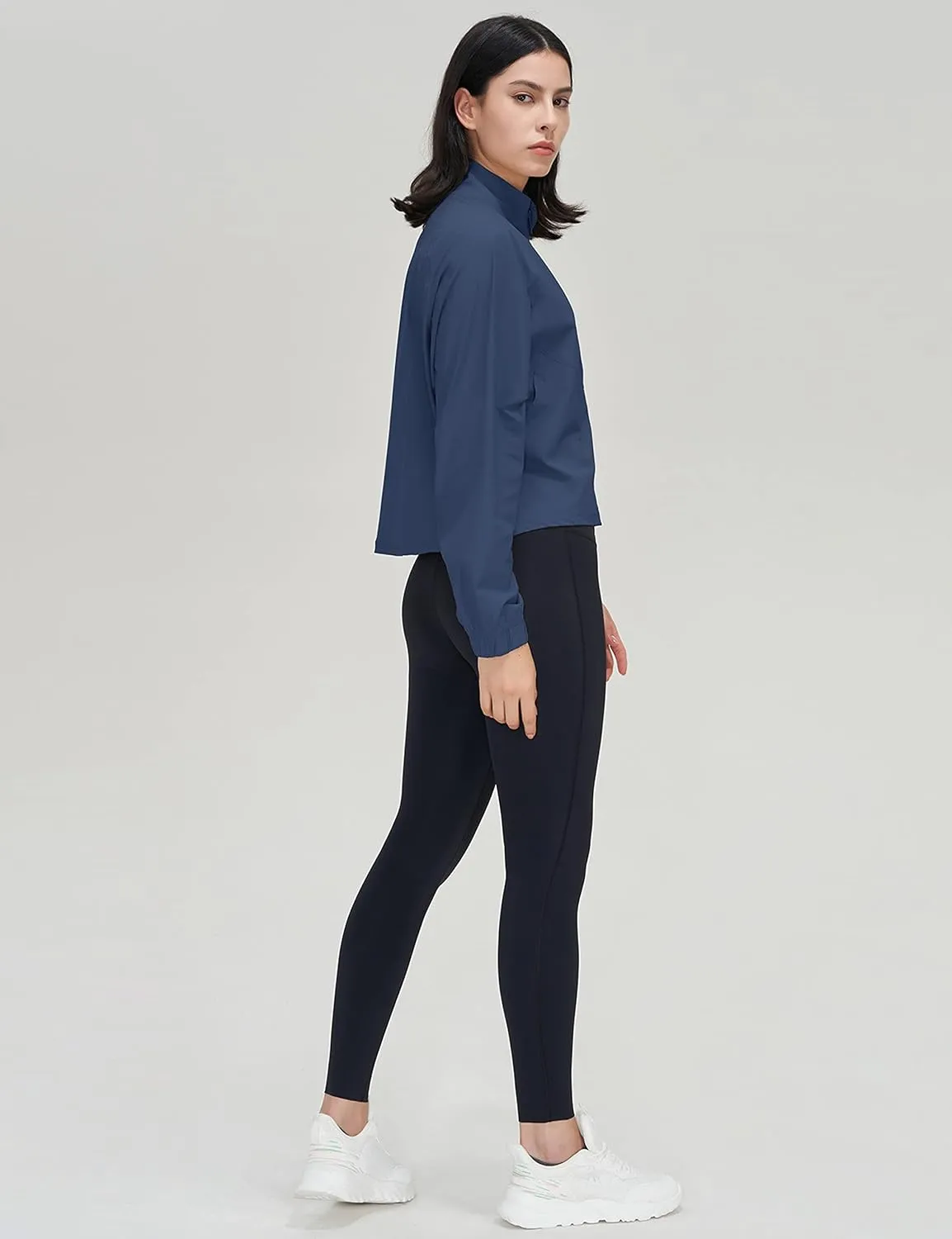 UANEO Womens Athletic Cropped Jacket Zip Up Long Sleeve Workout Tops Gym Yoga Running Sports Shirts Jackets