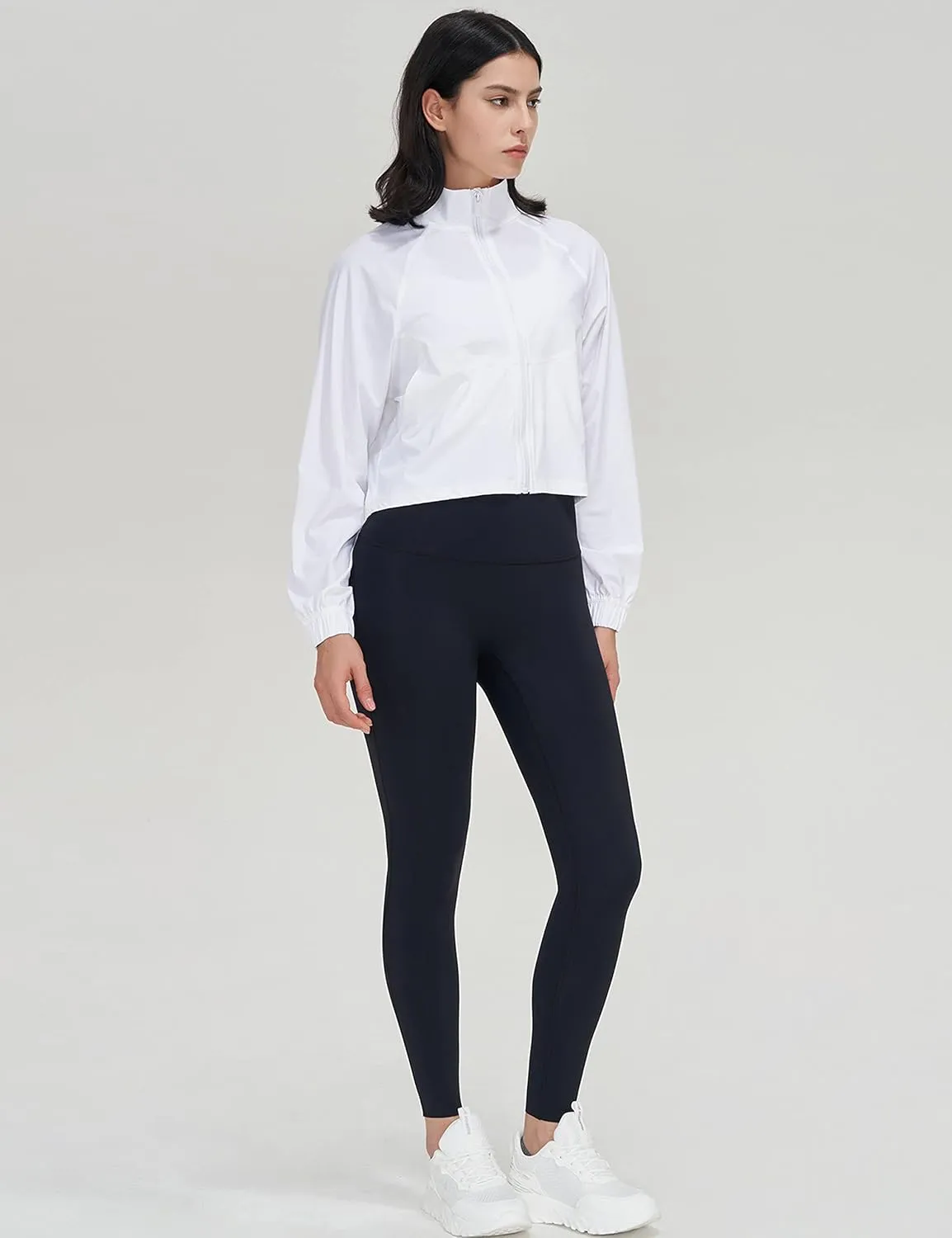UANEO Womens Athletic Cropped Jacket Zip Up Long Sleeve Workout Tops Gym Yoga Running Sports Shirts Jackets