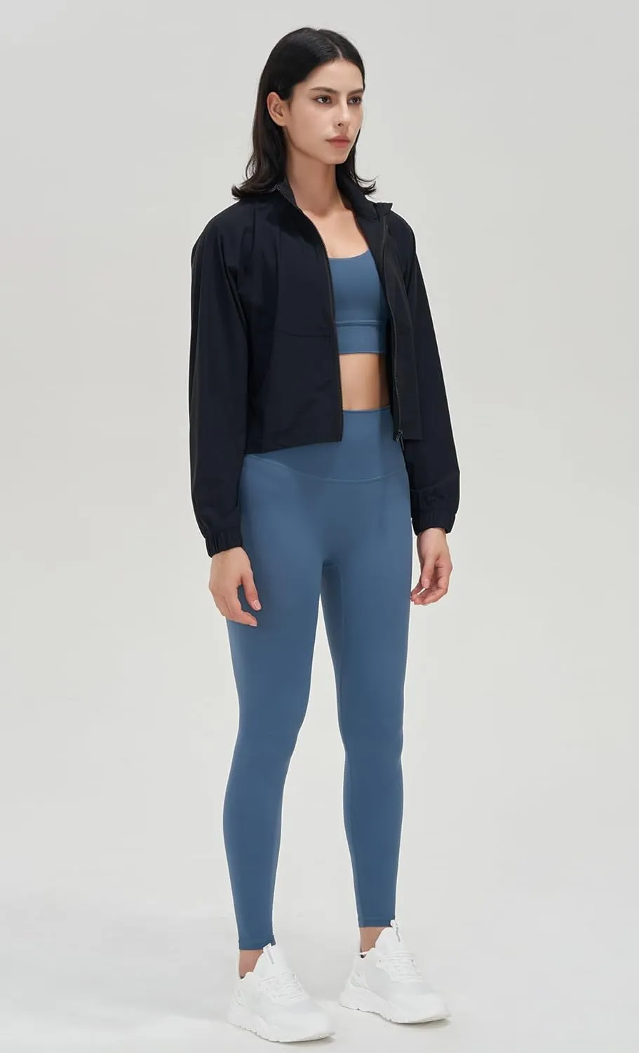 UANEO Womens Athletic Cropped Jacket Zip Up Long Sleeve Workout Tops Gym Yoga Running Sports Shirts Jackets