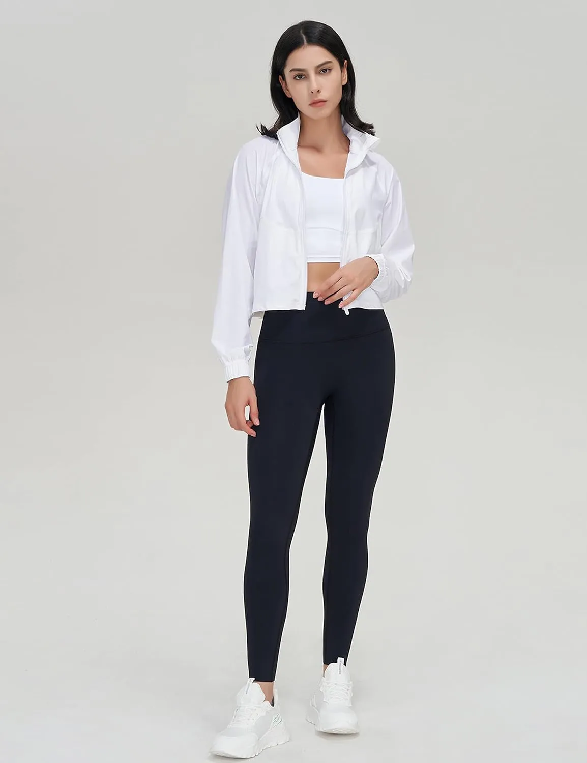 UANEO Womens Athletic Cropped Jacket Zip Up Long Sleeve Workout Tops Gym Yoga Running Sports Shirts Jackets