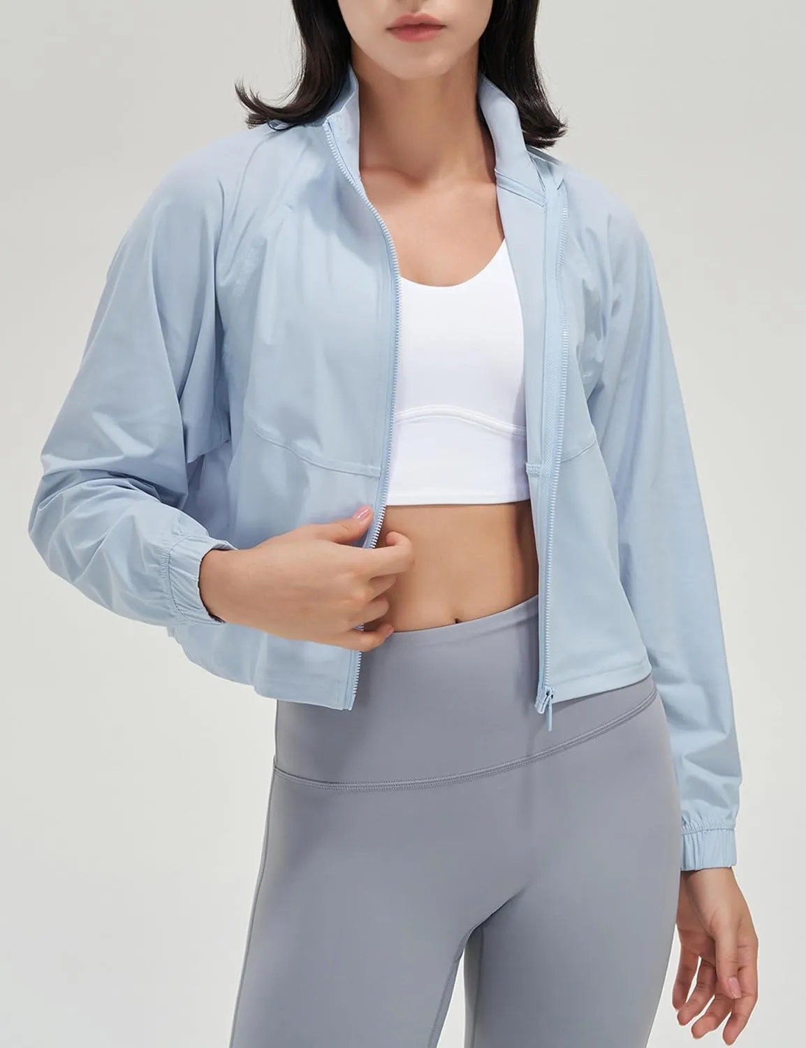 UANEO Womens Athletic Cropped Jacket Zip Up Long Sleeve Workout Tops Gym Yoga Running Sports Shirts Jackets