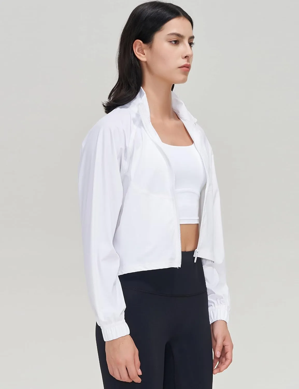 UANEO Womens Athletic Cropped Jacket Zip Up Long Sleeve Workout Tops Gym Yoga Running Sports Shirts Jackets