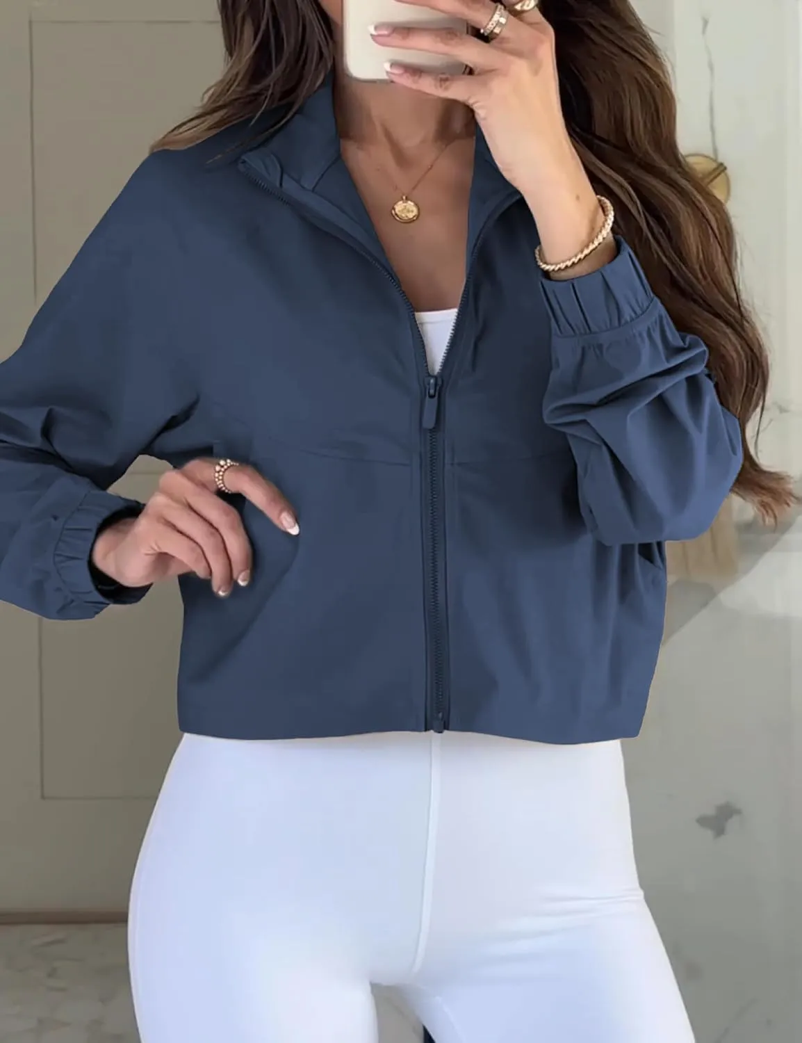 UANEO Womens Athletic Cropped Jacket Zip Up Long Sleeve Workout Tops Gym Yoga Running Sports Shirts Jackets