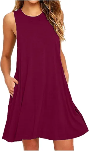 Vacation Dresses for Women 2024 Sleeveless Casual Sundresses A Line Fashion Comfy Short Dresses with Pockets