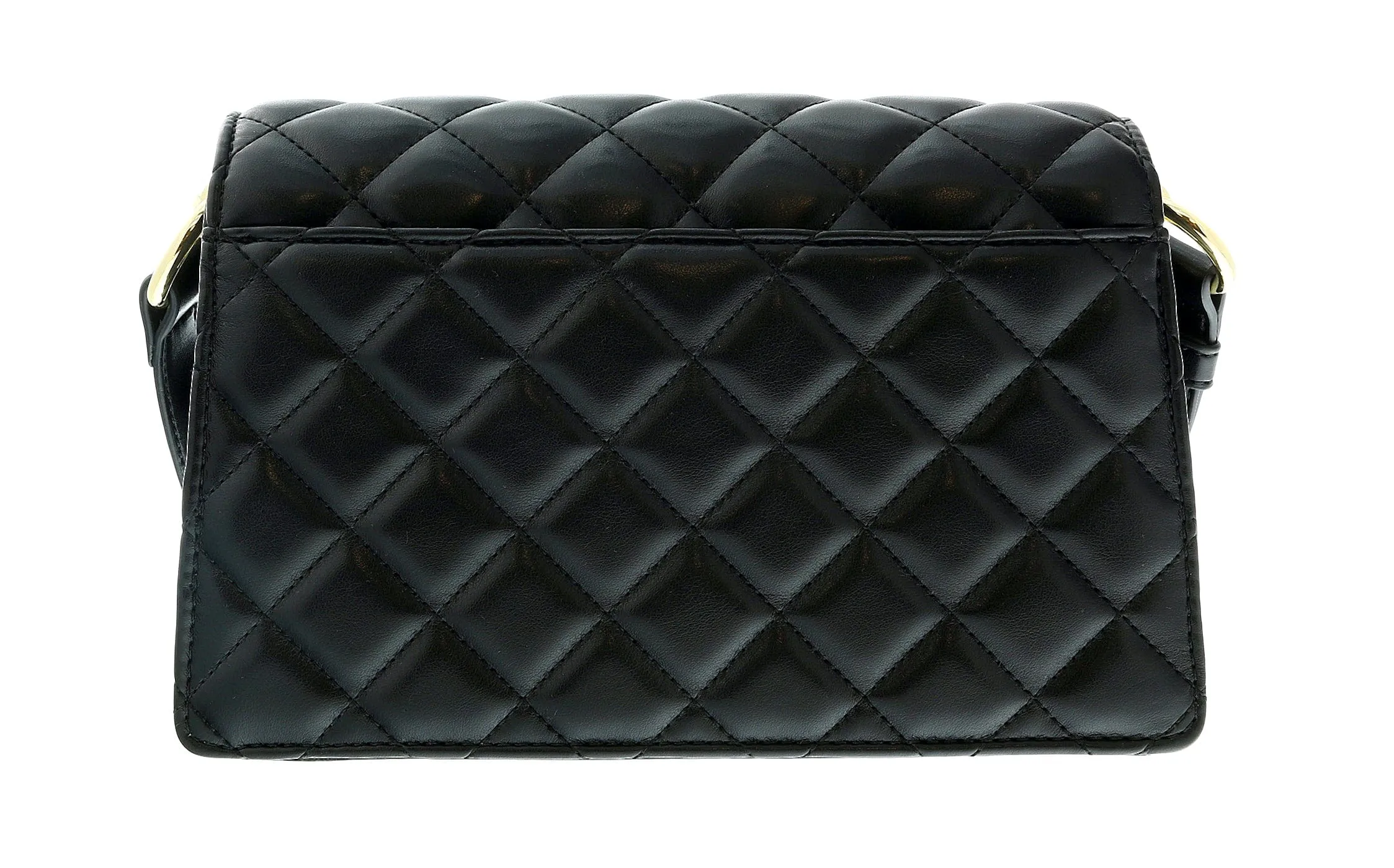 Versace Jeans Couture Black Charm Chain Strap Medium Quilted Shoulder Bag