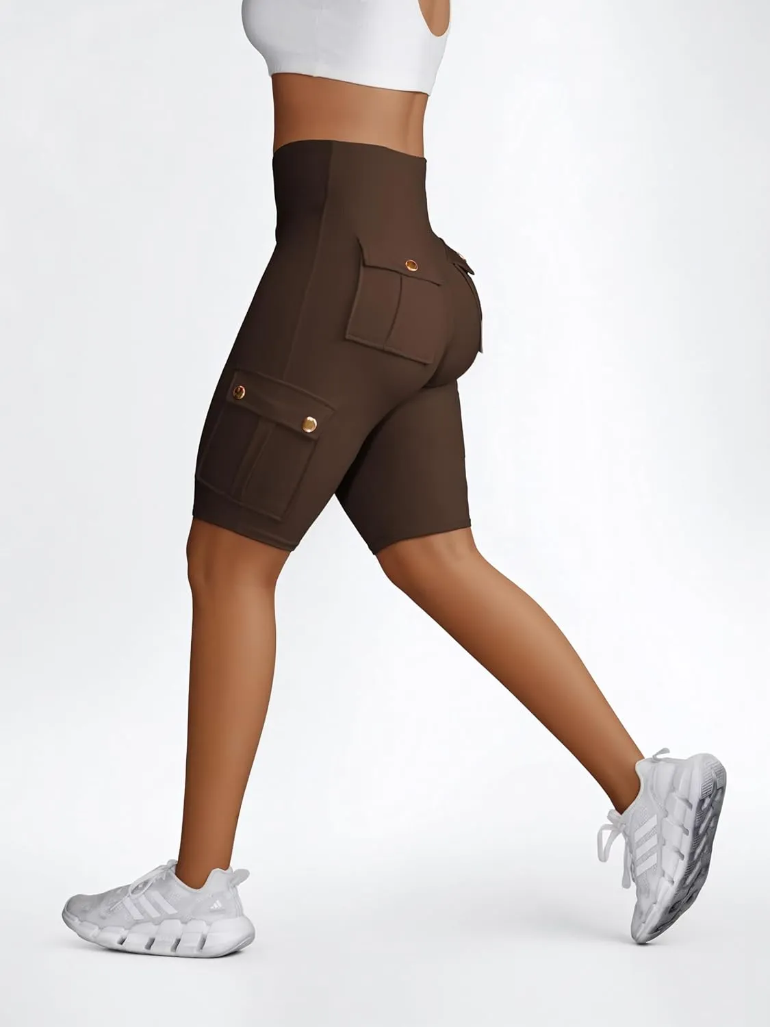 Wavar Biker Shorts for Women Scrunch Butt Cargo Shorts High Waist Tummy Control Workout Yoga Running Athletic Shorts