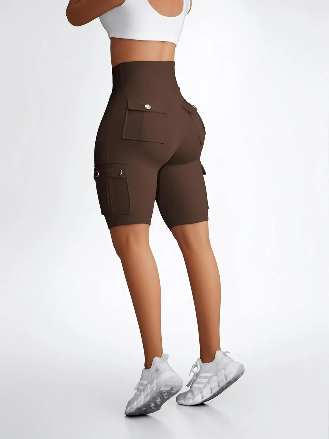 Wavar Biker Shorts for Women Scrunch Butt Cargo Shorts High Waist Tummy Control Workout Yoga Running Athletic Shorts