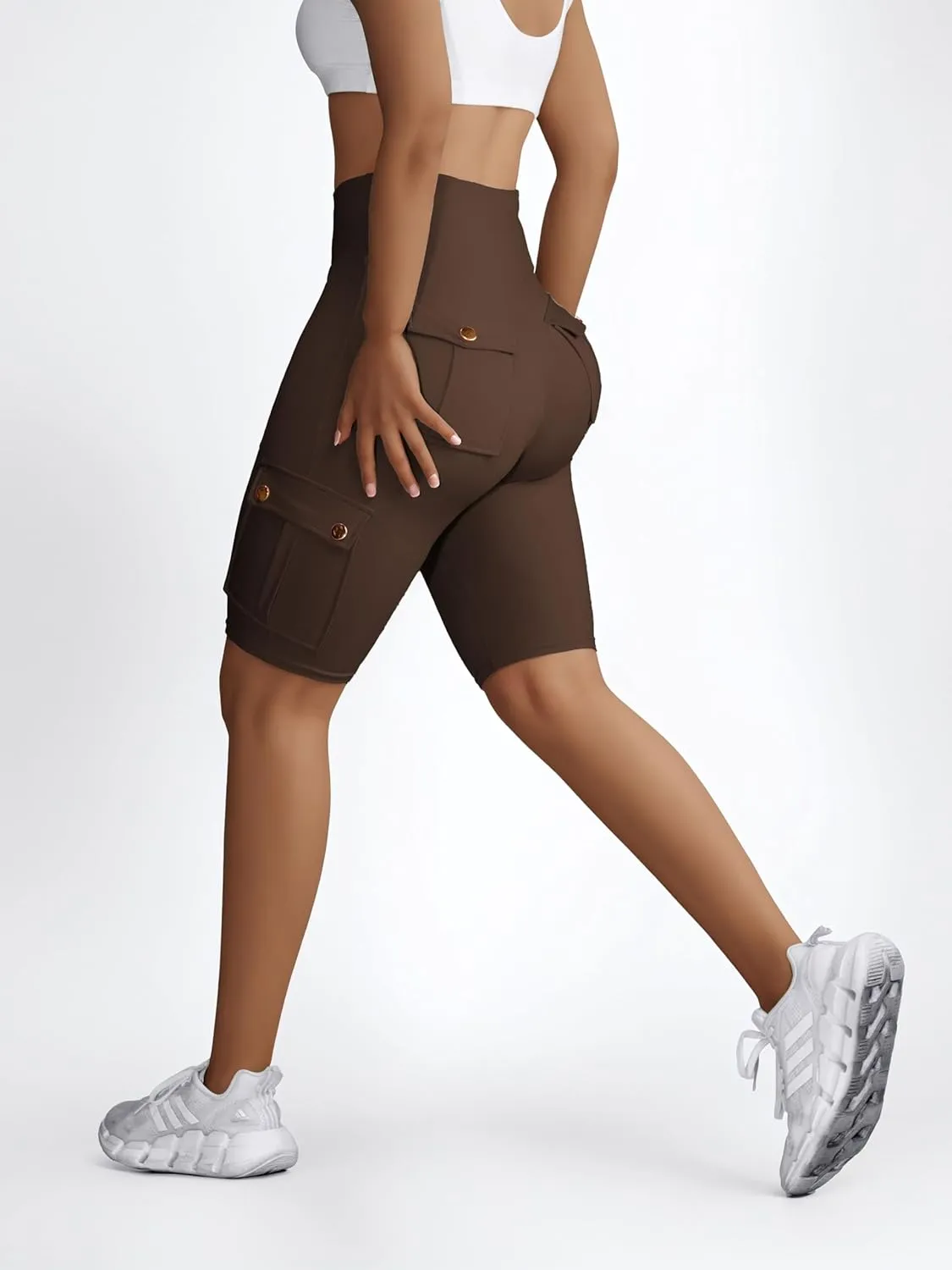 Wavar Biker Shorts for Women Scrunch Butt Cargo Shorts High Waist Tummy Control Workout Yoga Running Athletic Shorts