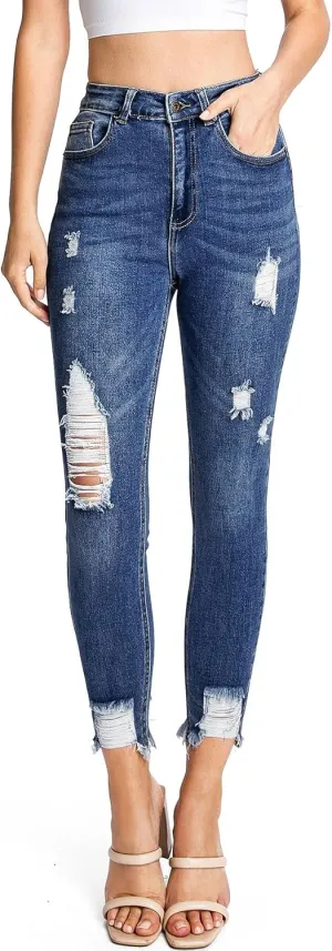 Wax Jeans Women's Juniors High Waist Light Distressing Skinny Jeans