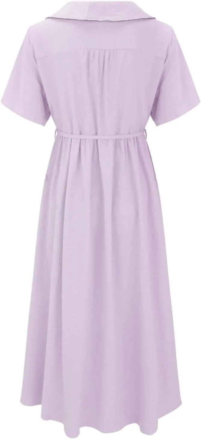 Wedding Guest Dress for Women Button Down Collared Maxi Dresses Casual Fashion Flowy Flutter Swing Dress 2025
