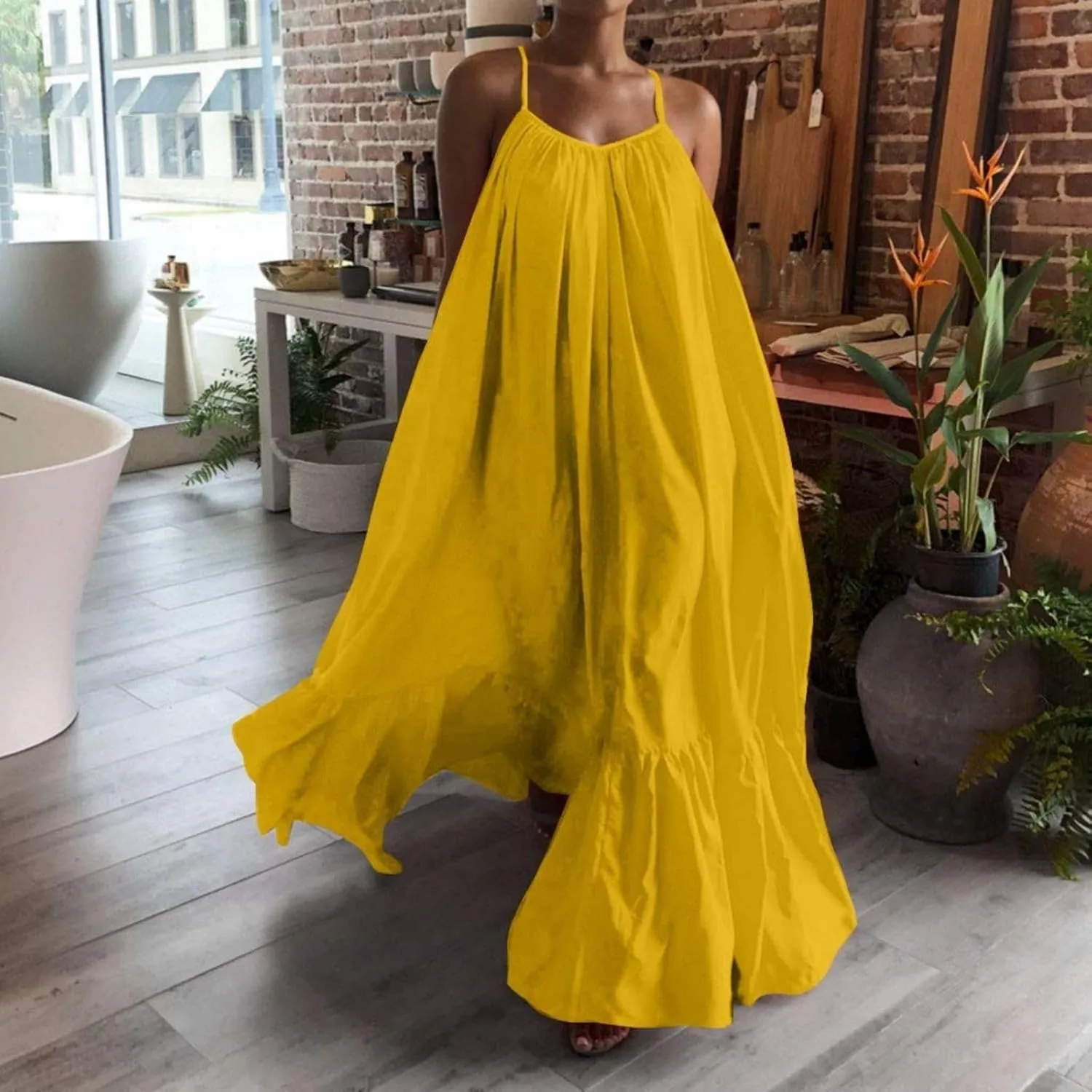 Wedding Guest Dress for Women Sexy Spaghetti Strap Backless Maxi Dress Summer Flowy Swing Dresses Fashion 2025