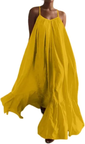 Wedding Guest Dress for Women Sexy Spaghetti Strap Backless Maxi Dress Summer Flowy Swing Dresses Fashion 2025