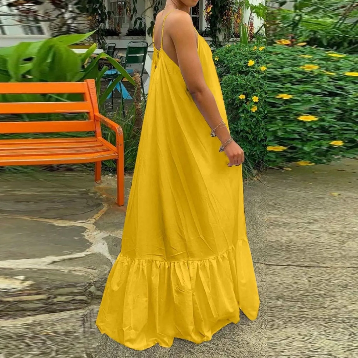 Wedding Guest Dress for Women Sexy Spaghetti Strap Backless Maxi Dress Summer Flowy Swing Dresses Fashion 2025