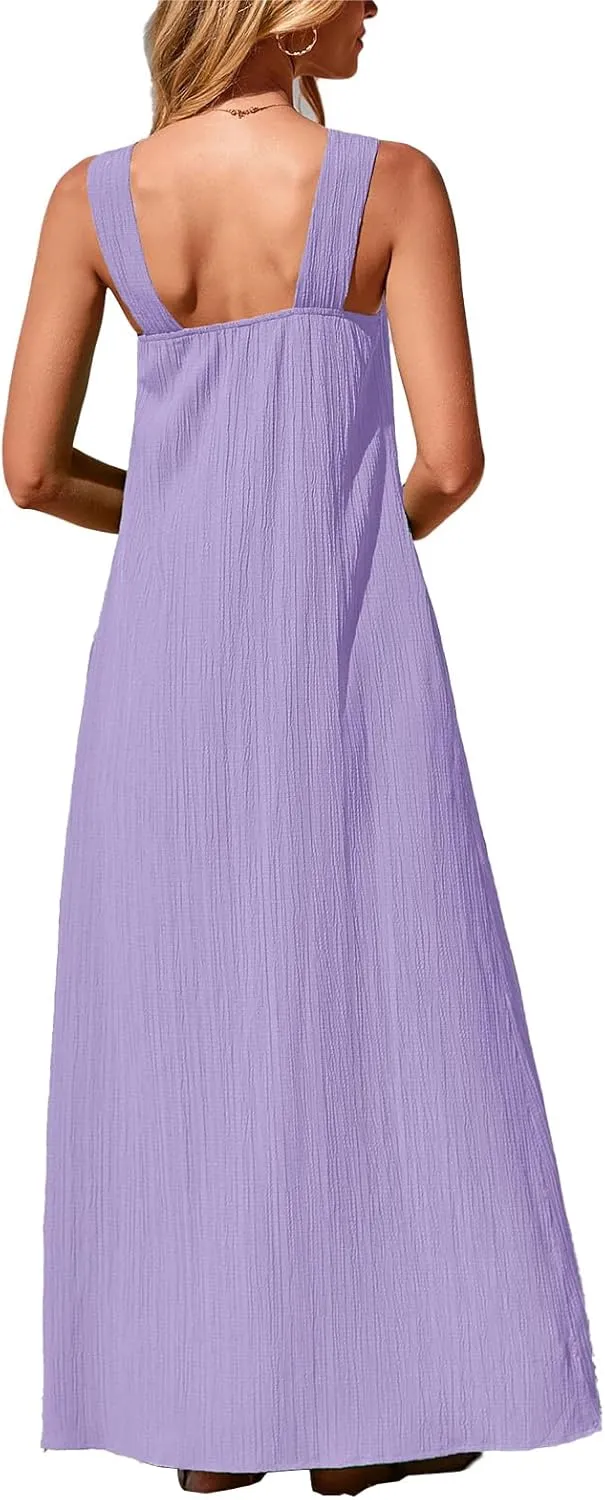 Wedding Guest Dress for Women Strappy Sleeveless Maxi Long Dress Casual Summer Beach Vaaction Loose Flowy 2025