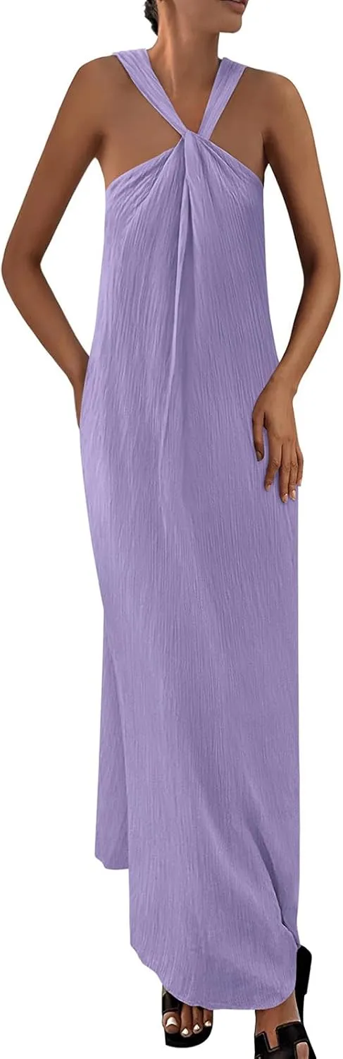 Wedding Guest Dress for Women Strappy Sleeveless Maxi Long Dress Casual Summer Beach Vaaction Loose Flowy 2025