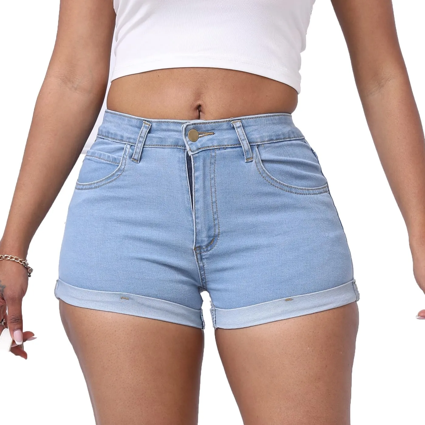 Weigou Women Jean Short Ripped Hot Shorts Comfy Stretchy Women Fringed Denim Shorts
