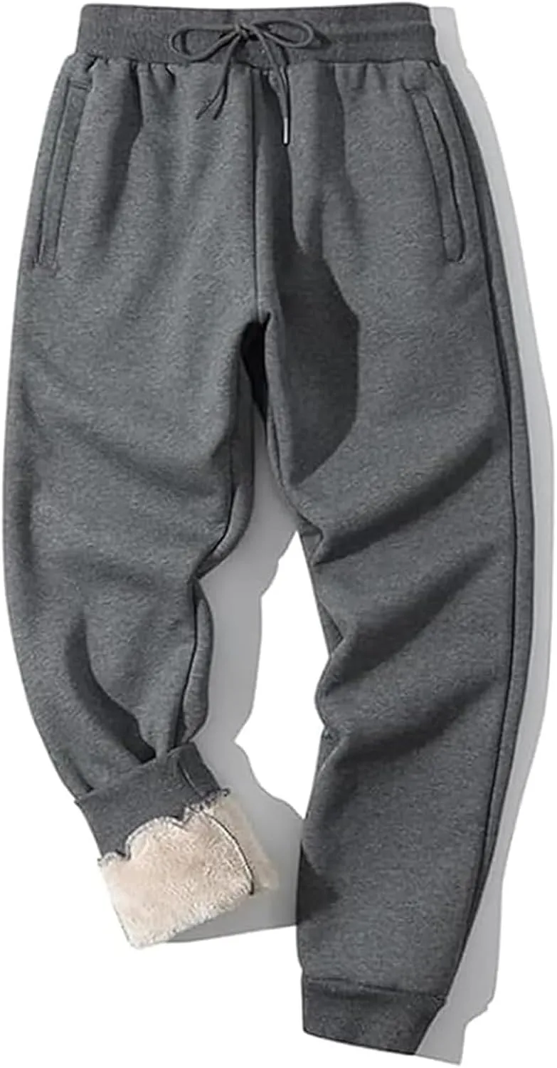 Winter Pants for Men Fleece Lined Sweatpants Tall Heavyweight Thermal Sherpa Lined Joggers Mens Warm Pant with Pockets