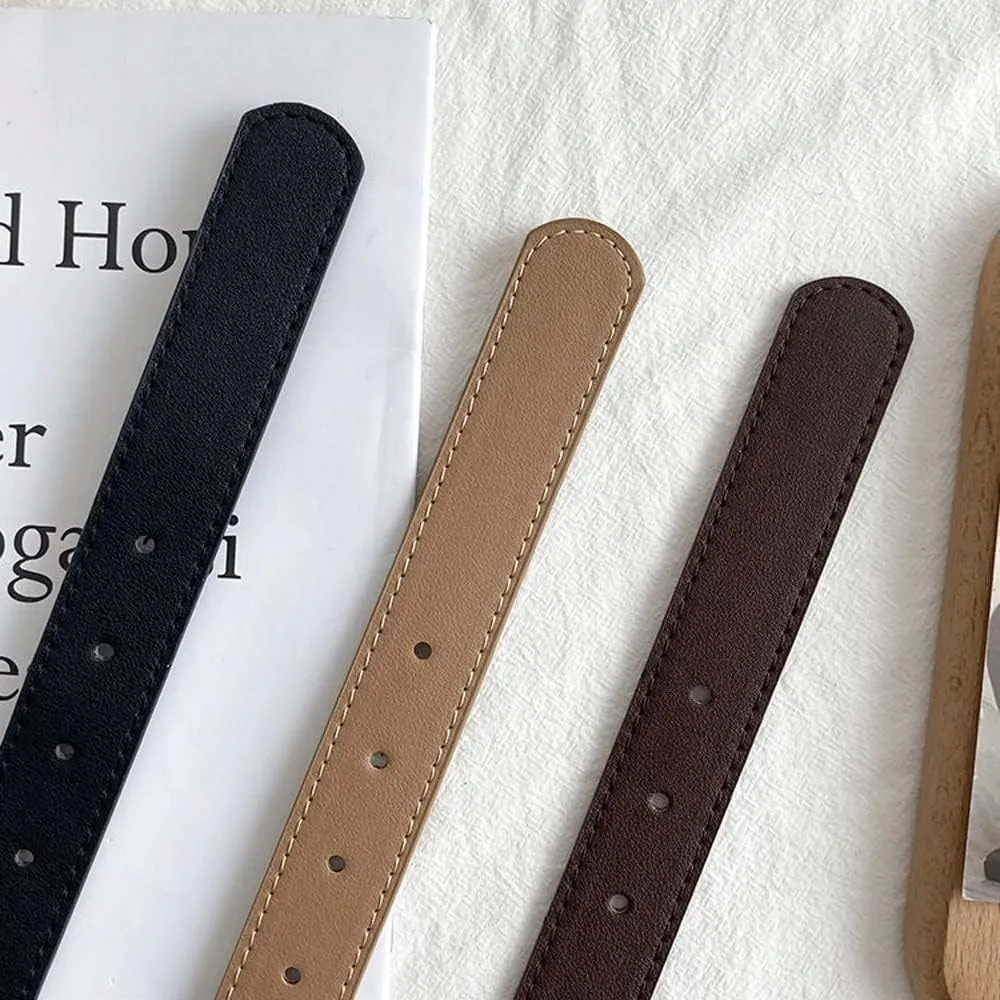 Women Belts PU Leather Simple Metal Buckle Belt Girls Dress Jean Pants Waistband Belts for Lady