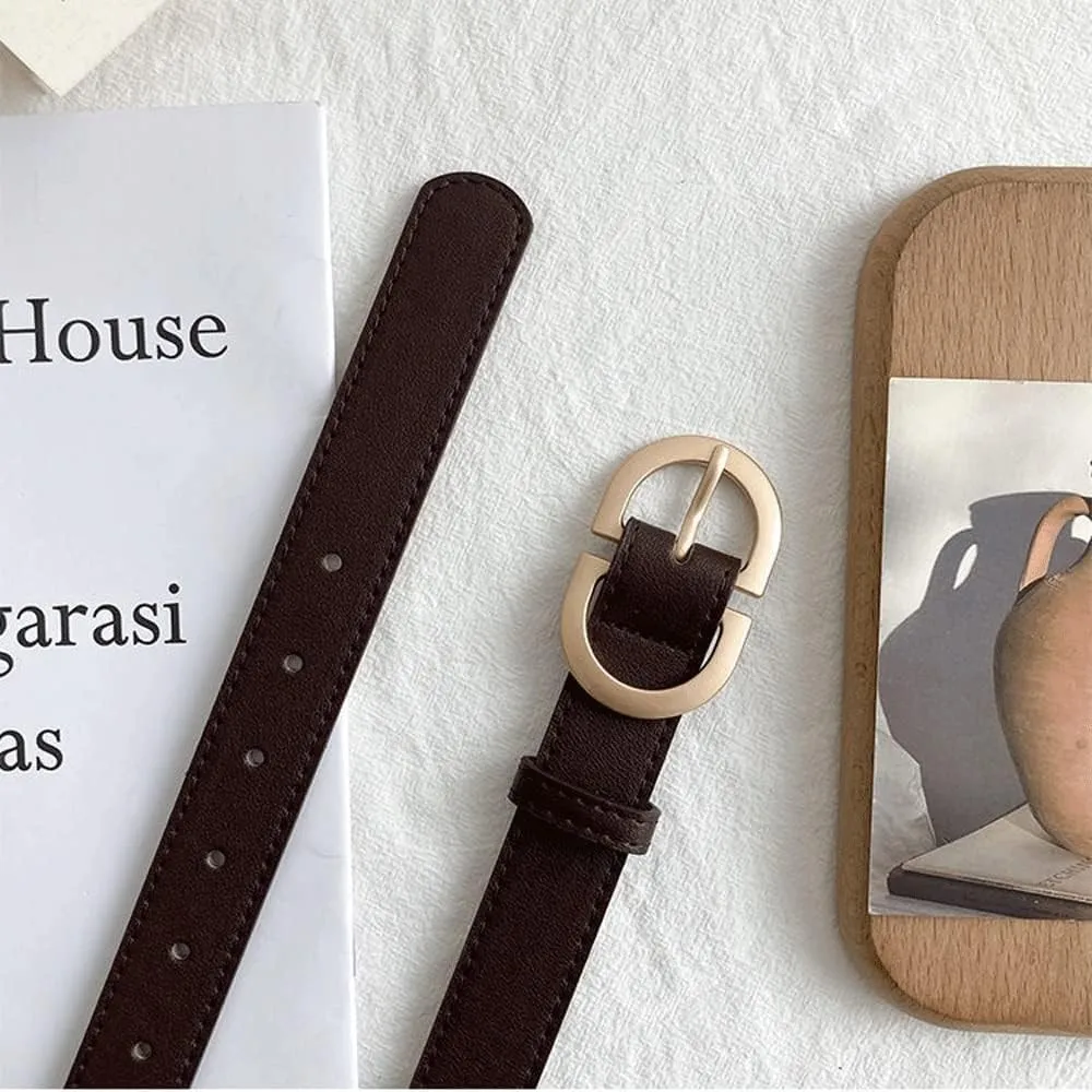 Women Belts PU Leather Simple Metal Buckle Belt Girls Dress Jean Pants Waistband Belts for Lady