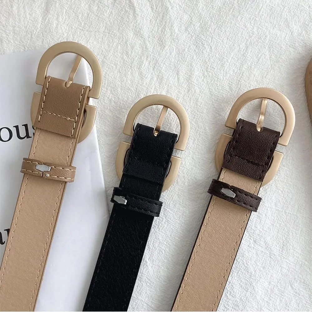 Women Belts PU Leather Simple Metal Buckle Belt Girls Dress Jean Pants Waistband Belts for Lady