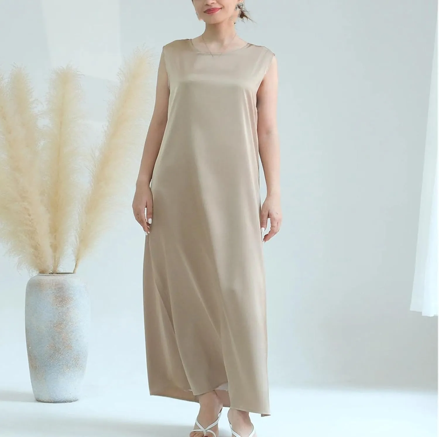 Women Casual Sleeveless Suspenders Cotton Linen Dress White Sleeveless Slip Dresses White Plain Clothing