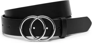 Women Faux Leather Belt for Jeans Dress Waist Belts with Gold Ring Buckle