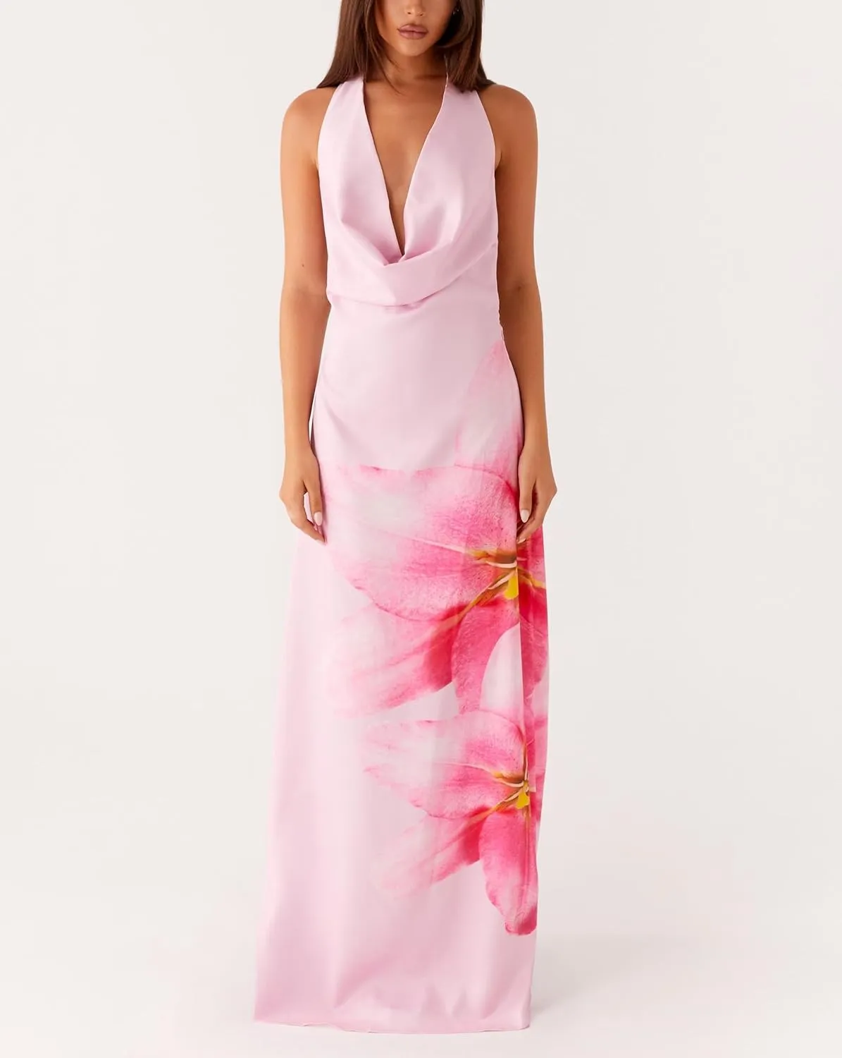 Women Flower Print Maxi Dress Spaghetti Strap Floral Slip Dress Y2k Backless Slim Fit Long Bodycon Dresses