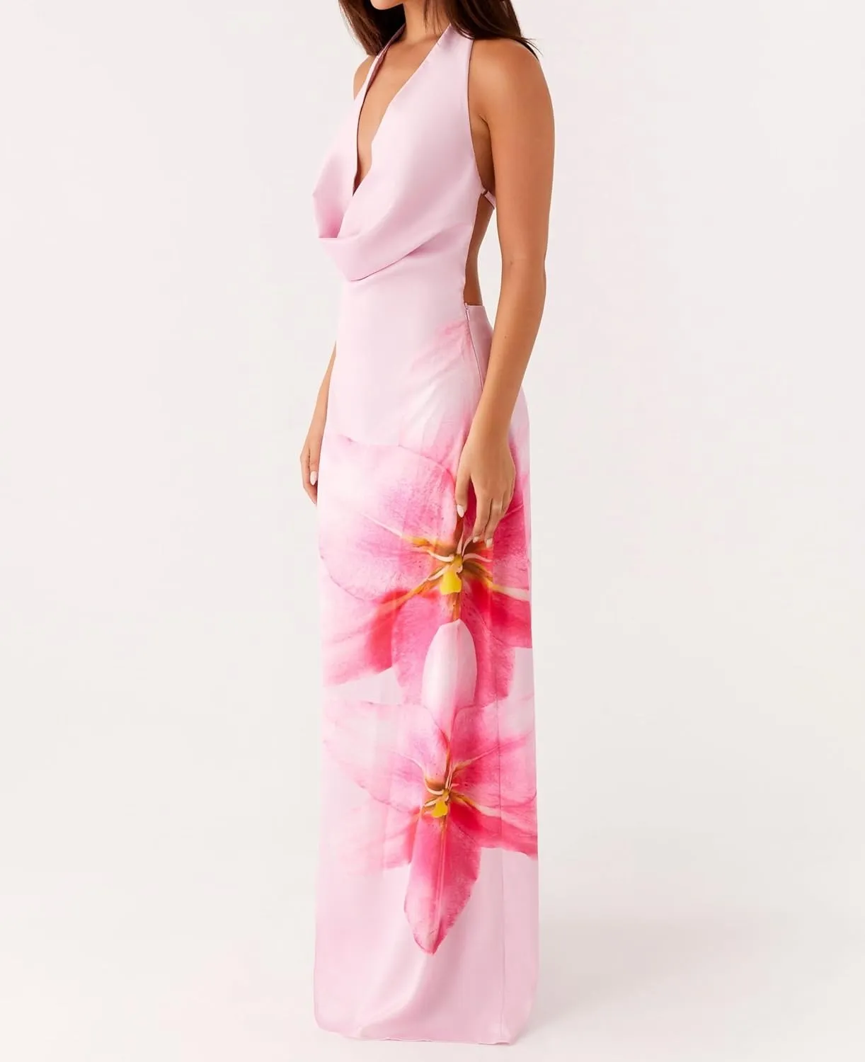 Women Flower Print Maxi Dress Spaghetti Strap Floral Slip Dress Y2k Backless Slim Fit Long Bodycon Dresses