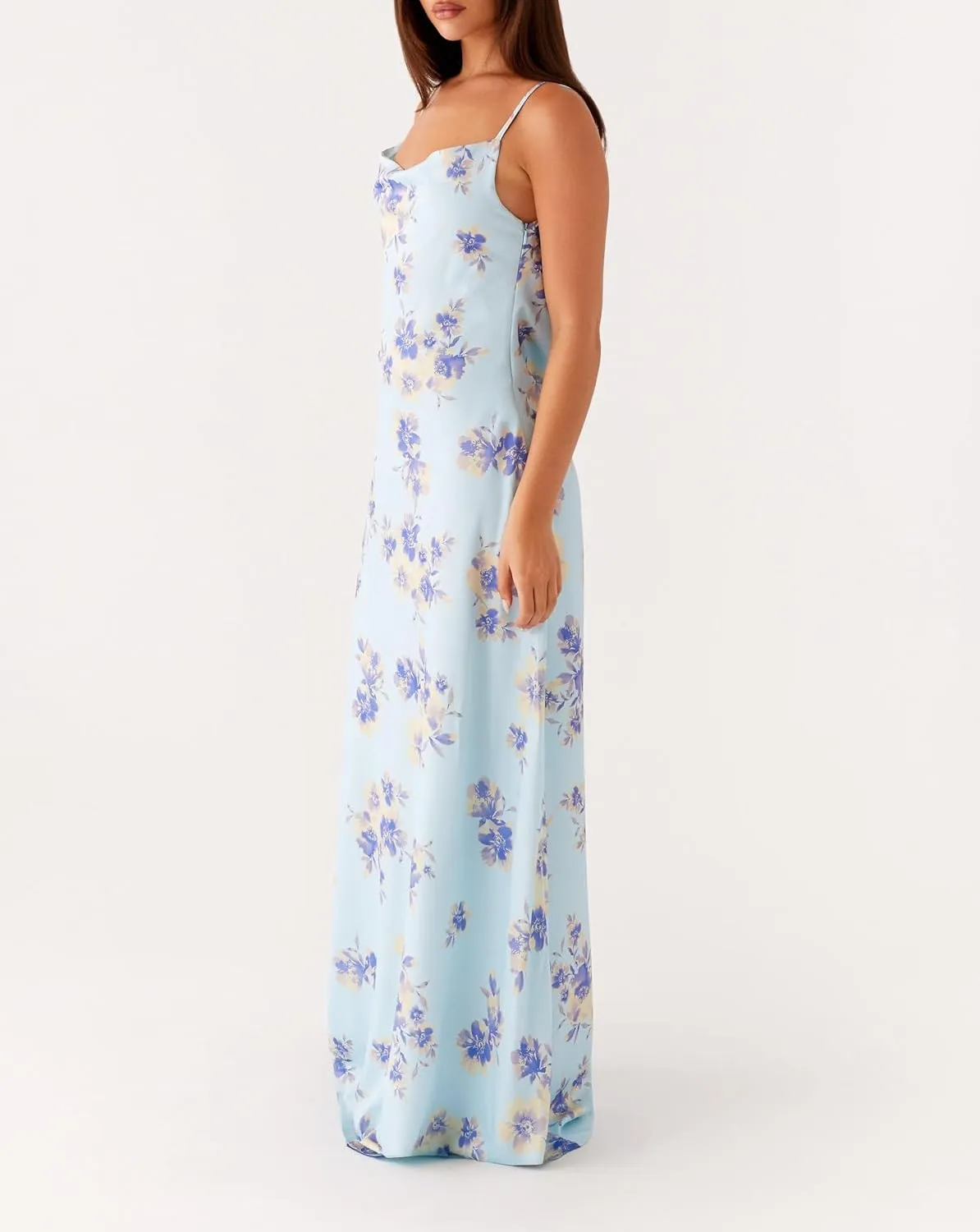 Women Flower Print Maxi Dress Spaghetti Strap Floral Slip Dress Y2k Backless Slim Fit Long Bodycon Dresses