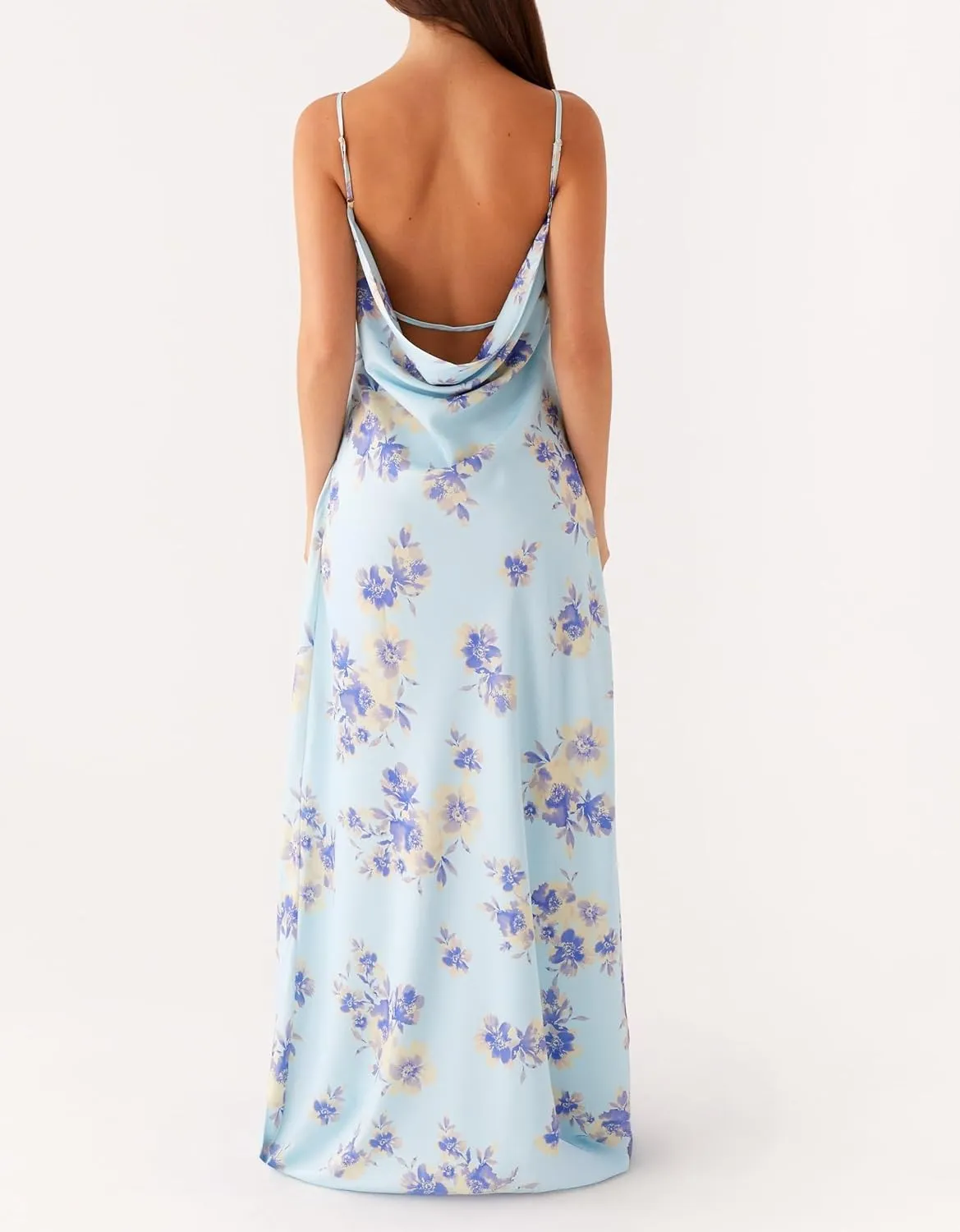 Women Flower Print Maxi Dress Spaghetti Strap Floral Slip Dress Y2k Backless Slim Fit Long Bodycon Dresses