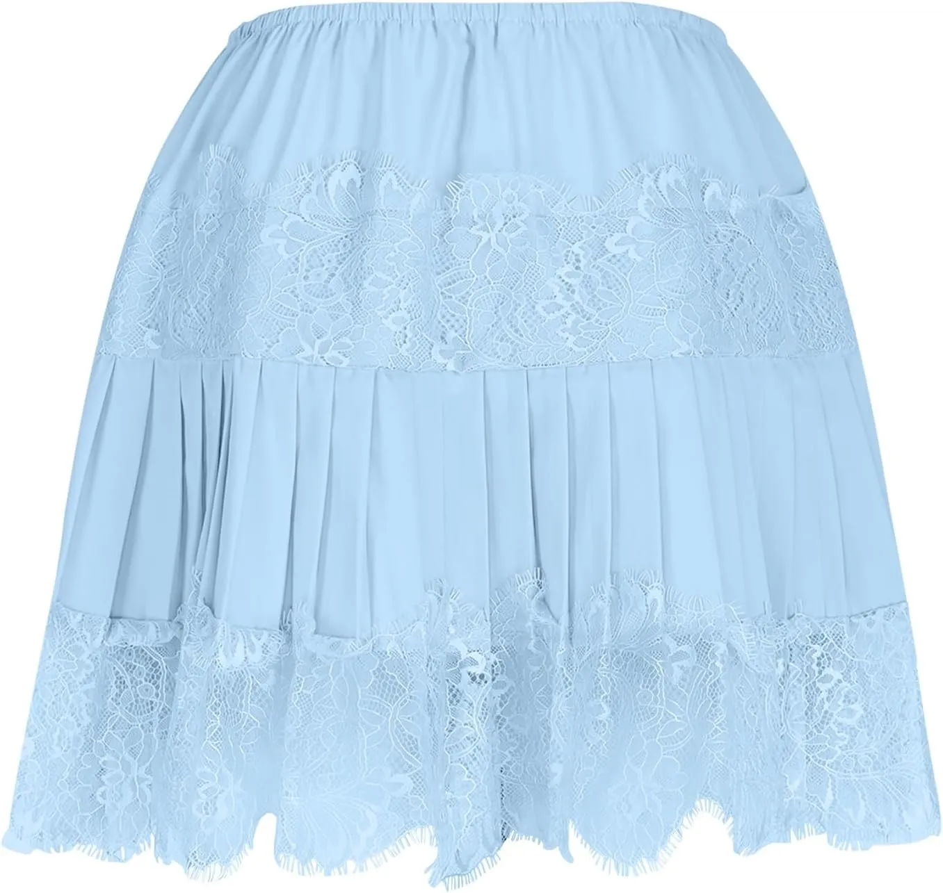 Women Lace Half Slip Skirt Y2k Low Rise Pleated Ruffle Lace Tiered Mini Skirts Layered Flowy Short Skirt Underskirt