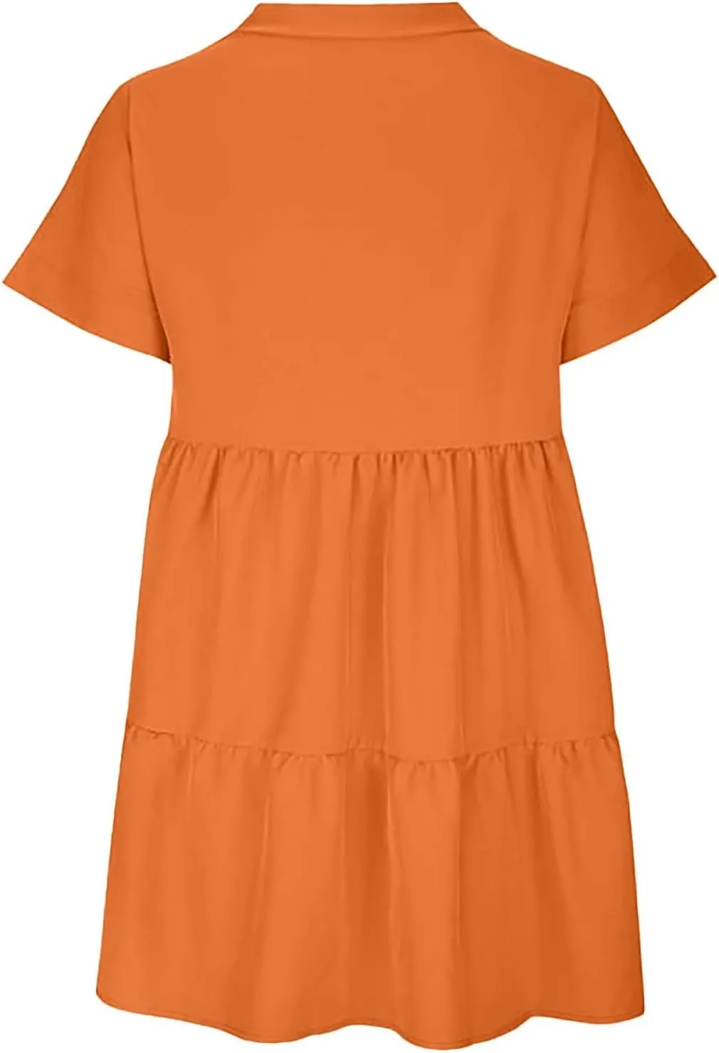 Women V Neck Babydoll Dresses 2025 Summer Short Rolled Sleeve Ruffle Swing Shift Flowy Loose Casual Summer Mini Dress