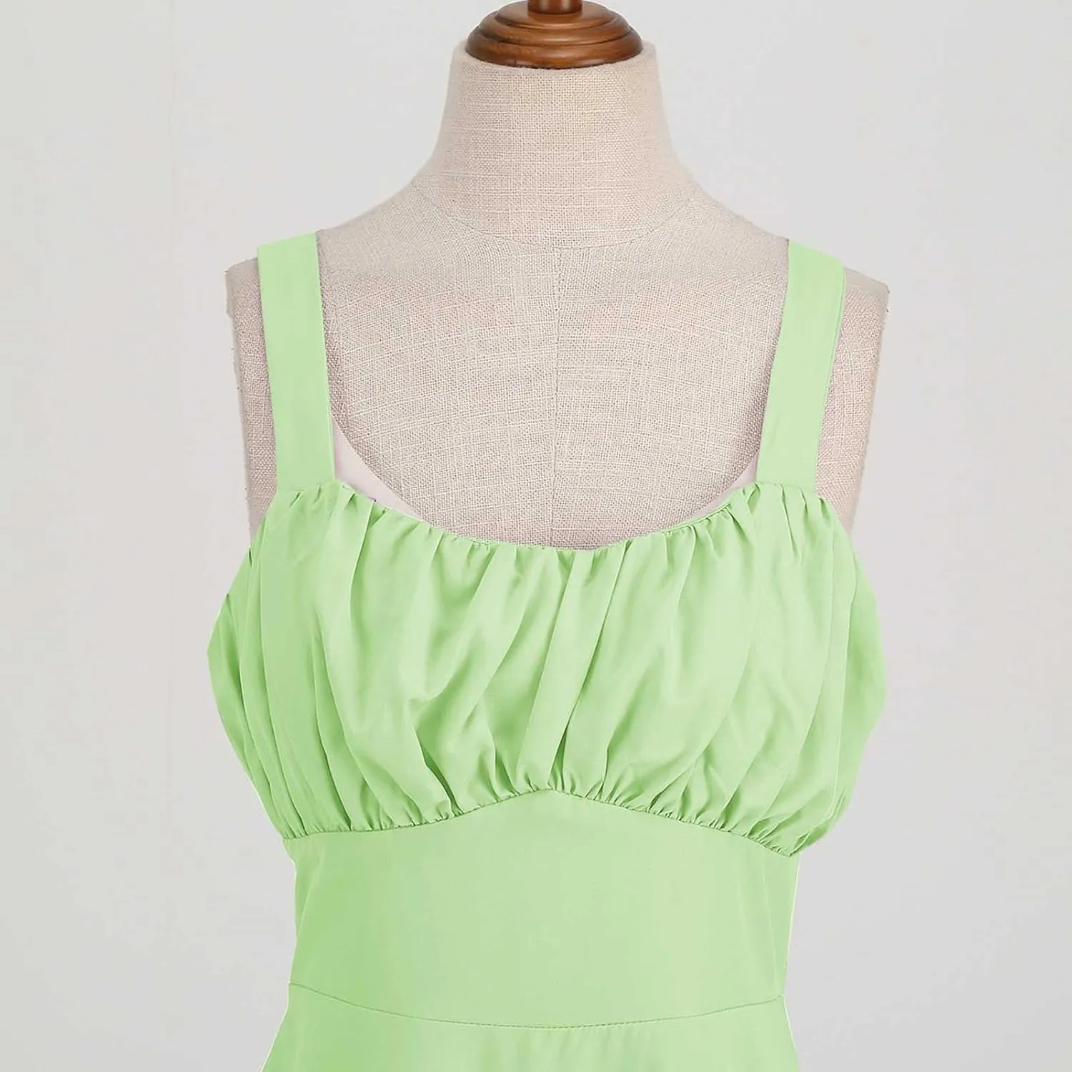 Women Vintage Sleeveless Solid Floral Ruched Summer Cute A-Line Flowy Swing Midi Dress Beach Dresses