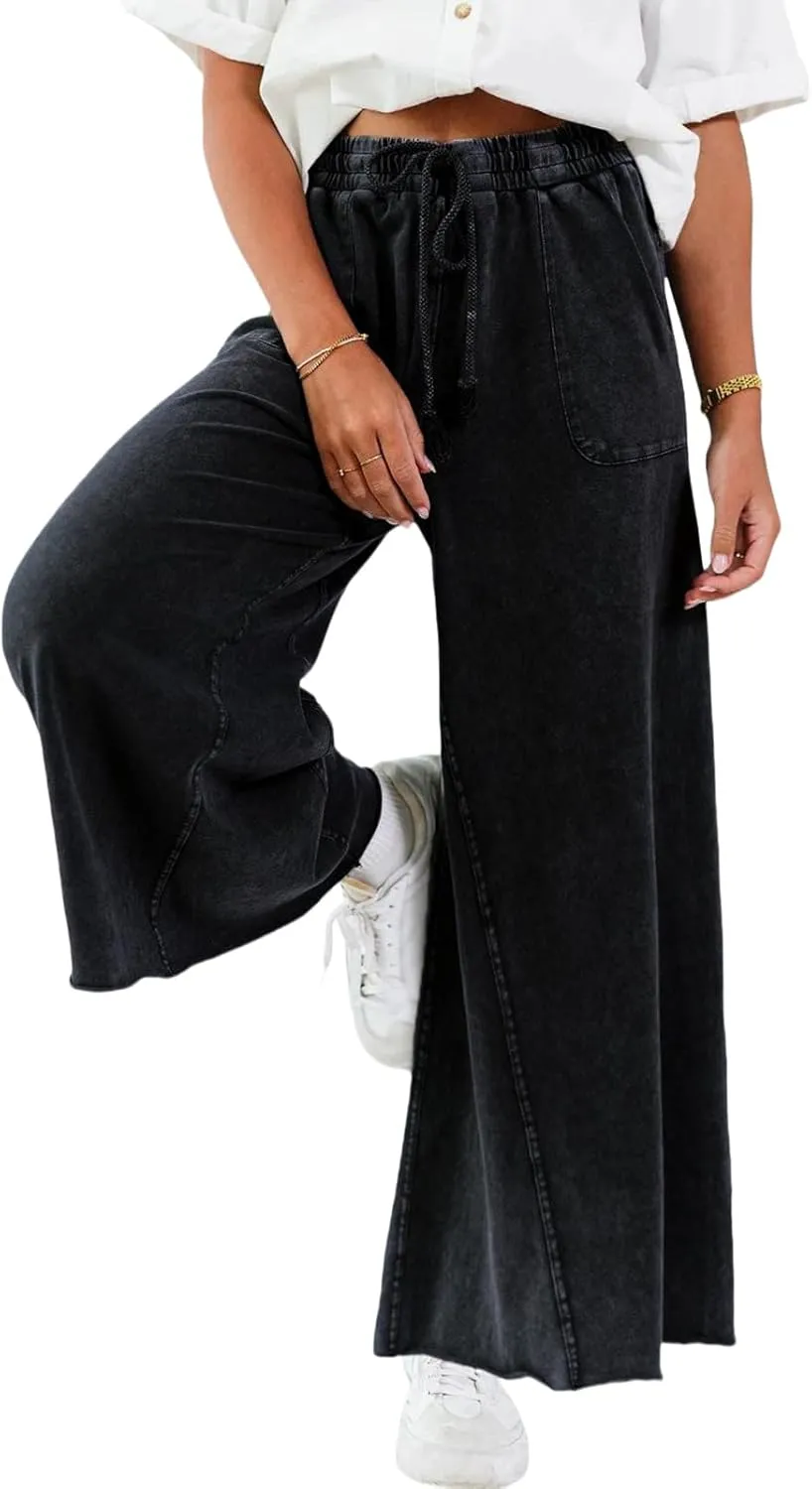 Women Wide Leg Sweatpants Jeans High Waist Baggy Trouser Loose Boyfriend Denim Pants Y2K