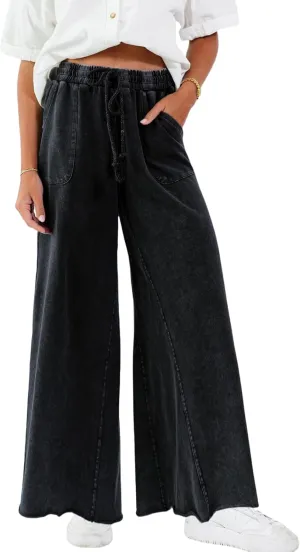 Women Wide Leg Sweatpants Jeans High Waist Baggy Trouser Loose Boyfriend Denim Pants Y2K