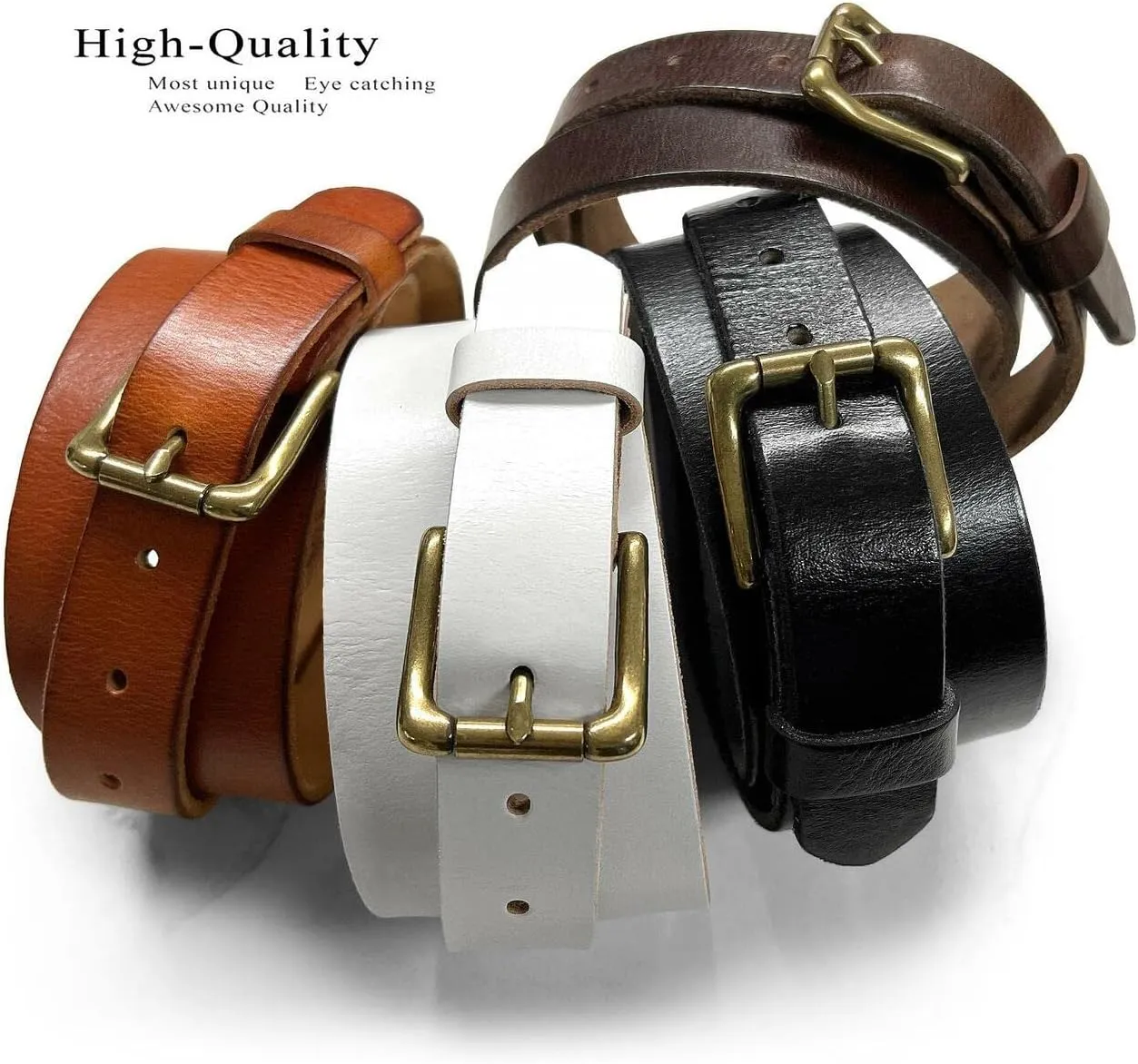 Women's 1-1/8"(30mm) wide Full Grain Genuine Leather One Piece Casual Dress Belt or Studded Punk Jean Belt