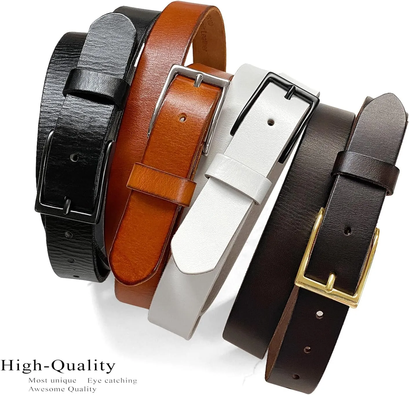 Women's 1-1/8"(30mm) wide Full Grain Genuine Leather One Piece Casual Dress Belt or Studded Punk Jean Belt