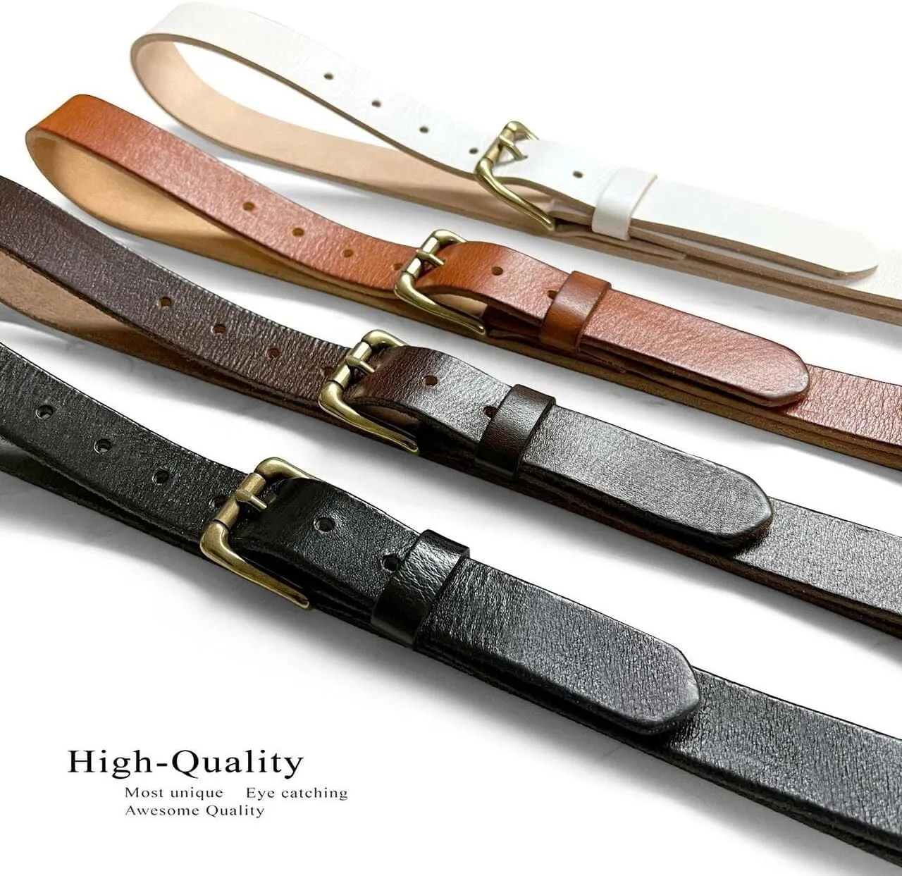 Women's 1-1/8"(30mm) wide Full Grain Genuine Leather One Piece Casual Dress Belt or Studded Punk Jean Belt