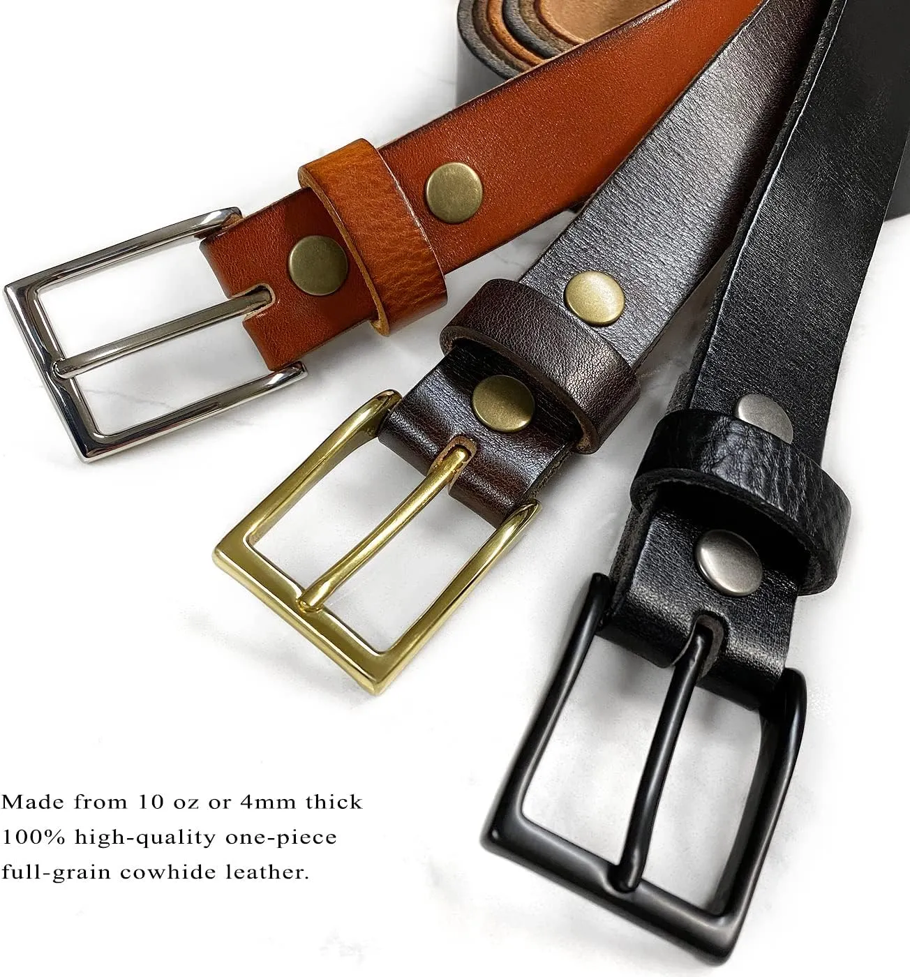 Women's 1-1/8"(30mm) wide Full Grain Genuine Leather One Piece Casual Dress Belt or Studded Punk Jean Belt