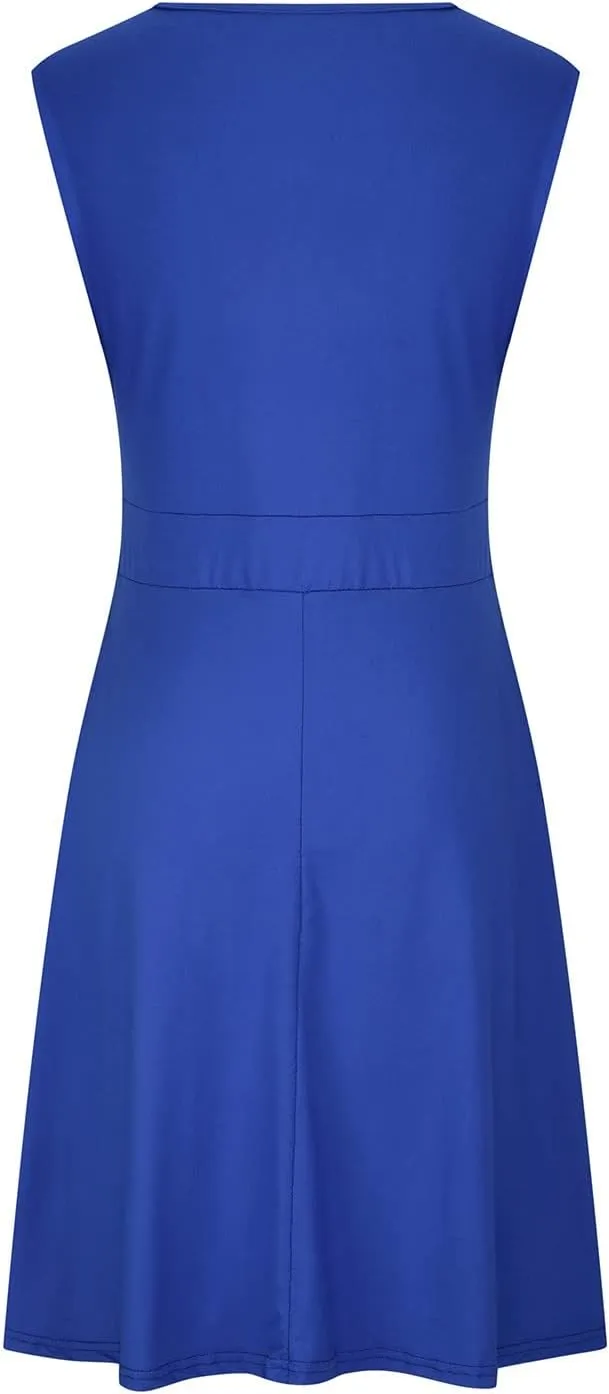 Women's 2025 Summer Sleeveless Ruched Waist Flowy A Line High Low Midi Cocktail Party Dress