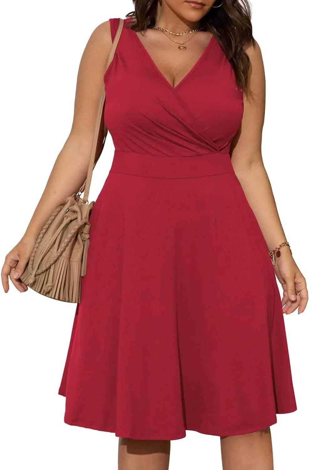 Women's 2025 Summer Sleeveless Ruched Waist Flowy A Line High Low Midi Cocktail Party Dress