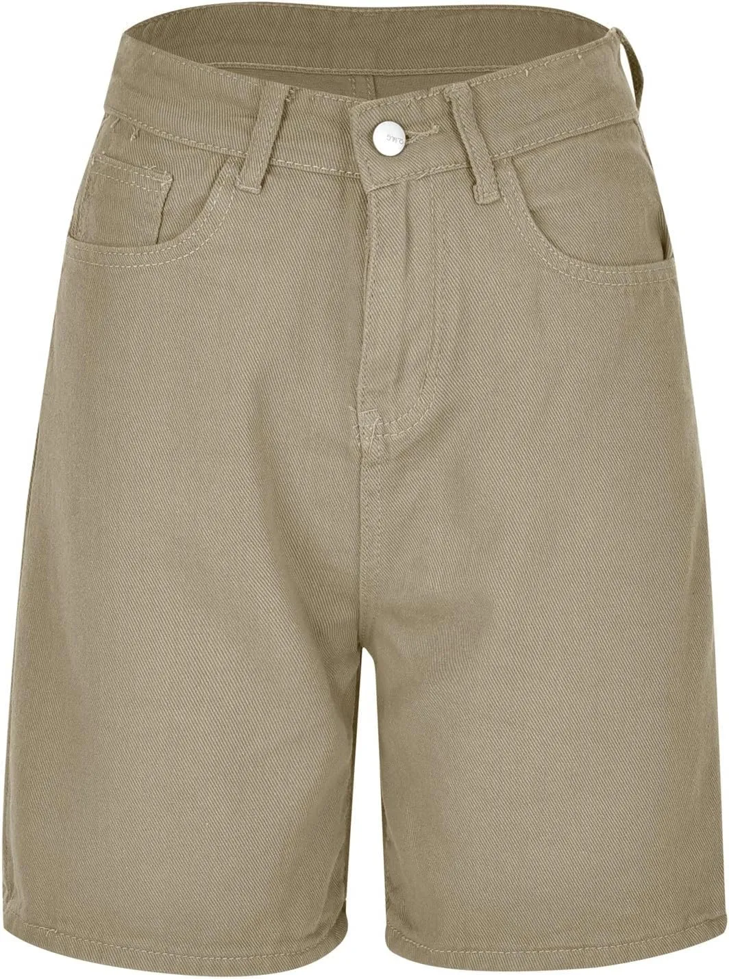 Womens Bermuda Shorts Casual Summer High Waisted Shorts Straight Leg Knee Length Jeans Twill Shorts with Pockets
