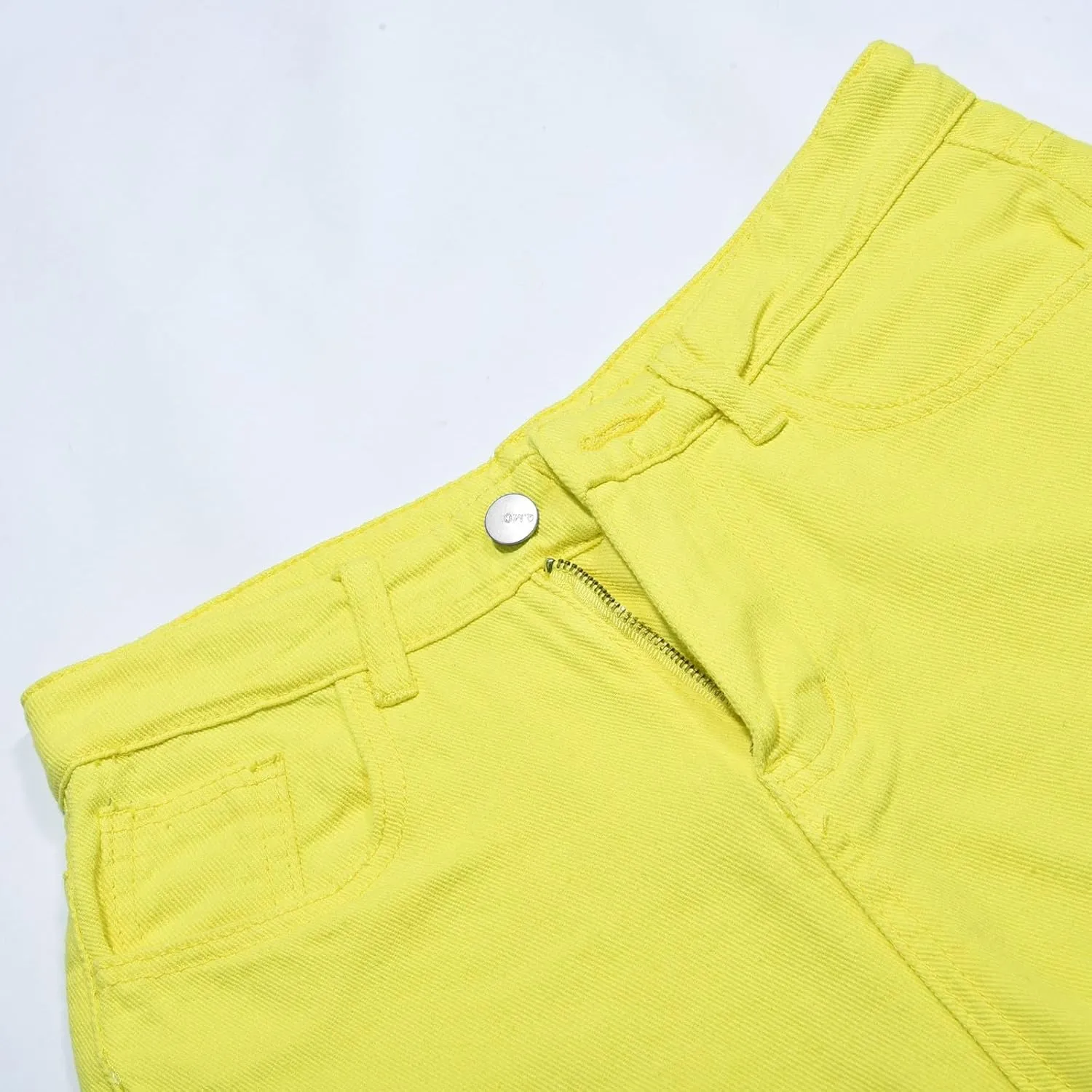 Womens Bermuda Shorts Casual Summer High Waisted Shorts Straight Leg Knee Length Jeans Twill Shorts with Pockets