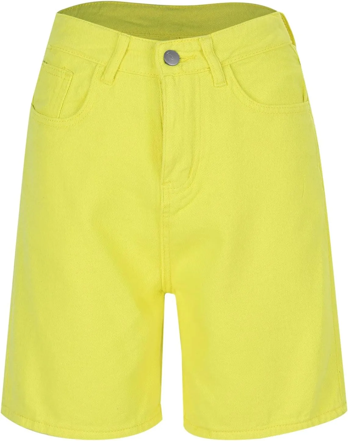 Womens Bermuda Shorts Casual Summer High Waisted Shorts Straight Leg Knee Length Jeans Twill Shorts with Pockets