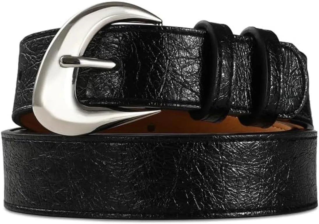 Women's Brown Belt Trend Belt with Gold Buckle Fashion Leather Waist Belt for Jeans Pants