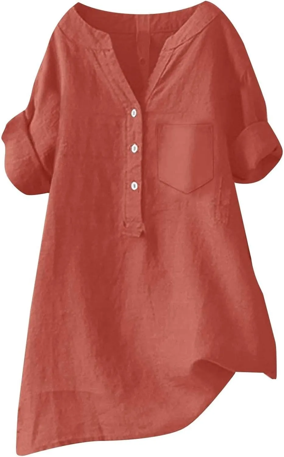 Womens Button Up Shirts Solid Short Sleeve Cotton Linen Summer Casual Business Blouse Tops Loose Fit Tshirt