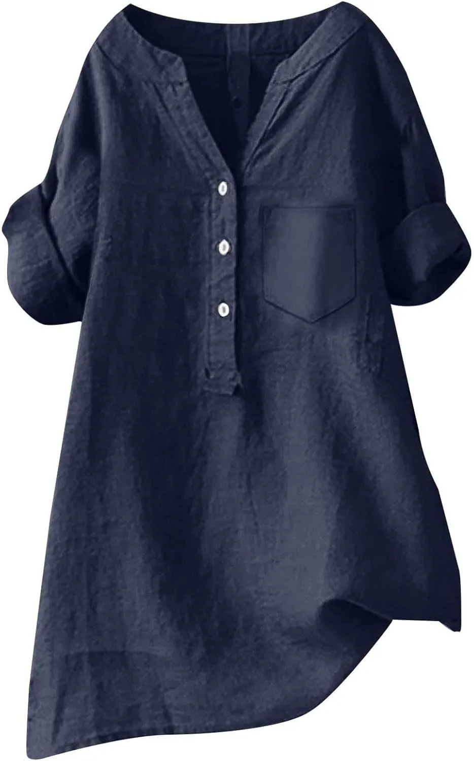 Womens Button Up Shirts Solid Short Sleeve Cotton Linen Summer Casual Business Blouse Tops Loose Fit Tshirt