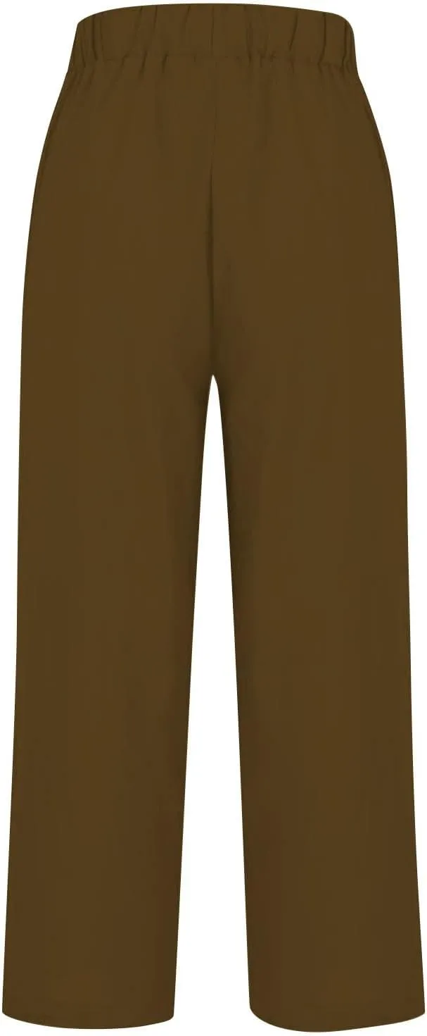 Womens Casual Boho Linen Pants Floral Cotton Linen Casual Pants Drawstring Linen Pants Women Women's Cotton Linen