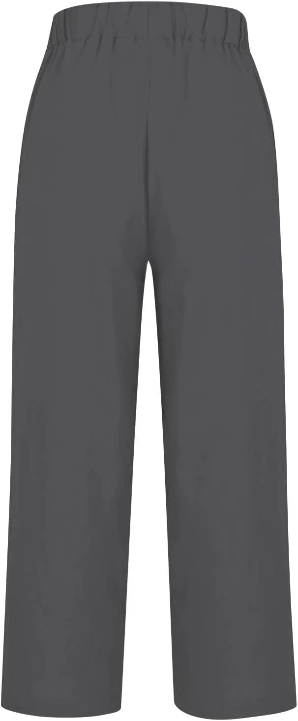 Womens Casual Boho Linen Pants Floral Cotton Linen Casual Pants Drawstring Linen Pants Women Women's Cotton Linen