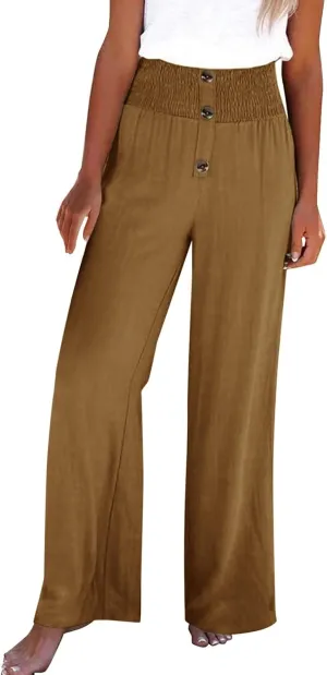 Womens Cotton Linen Pants Wide Leg High Waisted Casual Pants Dress Pants for Business Casual Ladies Elegant Pants